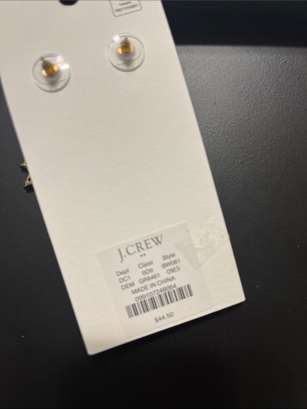 J. Crew Gold-Tone Emerald Leaf Drop Earrings - Picture 2 of 2